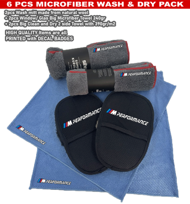 6 Pack M Performance Car Detailing Kit Wash Mitt Microfiber Towel (2107)