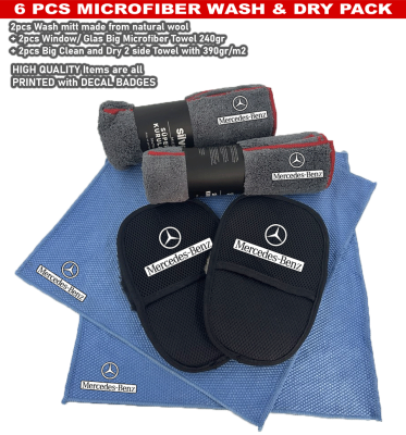 6 Pack Mercedes Benz Car Detailing Kit Wash Mitt Microfiber Towel (2097)