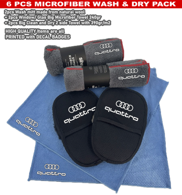 6 Pack Quattro Car Detailing Kit Wash Mitt Microfiber Towel (2096)