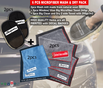 6 Pack Supra Car Detailing Kit Wash Mitt Microfiber Towel (2095)