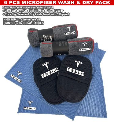 6 Pack Tesla Car Detailing Kit Wash Mitt Microfiber Towel (2105)