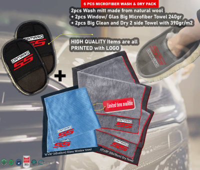 6Pack Camaro SS Car Detailing Kit Wash Mitt Microfiber Towel (2078)