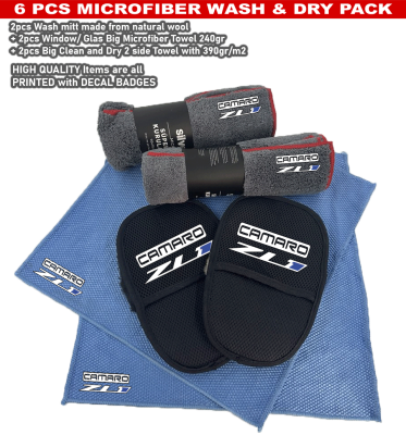 6Pack Camaro ZL1 Car Detailing Kit Wash Mitt Microfiber Towel B(2080)