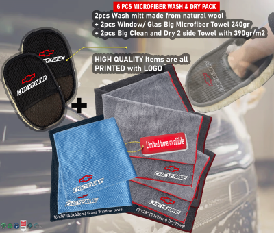 6Pack Cheyenne Car Detailing Kit Wash Mitt Microfiber Towel (2083)