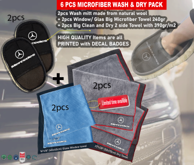6Pack Mercedes Car Detailing Kit Wash Mitt Microfiber Towel (2087)