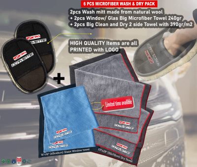 6Pack Z06 Corvette Car Detailing Kit Wash Mitt Microfiber Towel (2089)