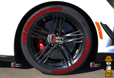 BRIDGESTONE + FLAG full red, a Set for 4 tires (797)