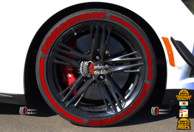 BRIDGESTONE + FLAG + STRIPES full red, a Set for 4 tires (798)