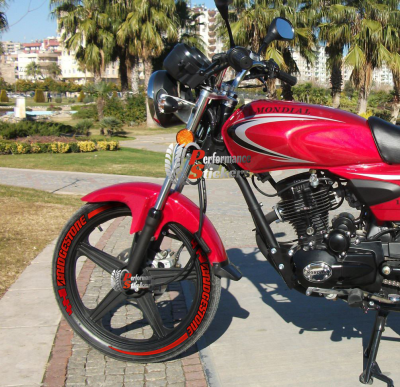 Bridgestone + Stripes + Flag Full Red, Set For 2 Tires Both Sides Left And Right (1531)