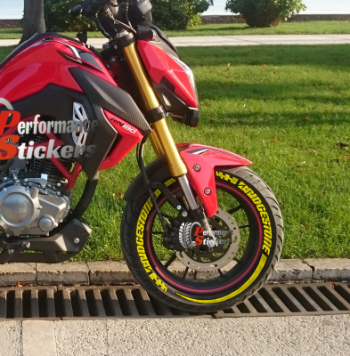 Bridgestone + Stripes + Flag Full Yellow, Set For 2 Tires Both Sides Left And Right (1533)