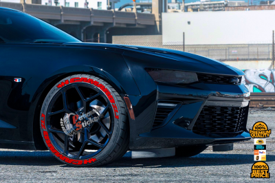 CAMARO + FLAG + ZL1 LOGO red, a Set for 4 tires (780)