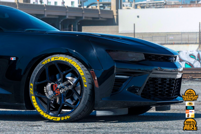 CAMARO + FLAG + ZL1 LOGO yellow, a Set for 4 tires (779)