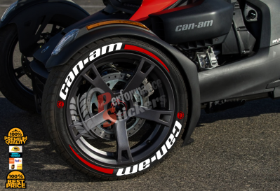 Can-Am White + Stripes Red+ Logo Red ,Set for 3 Tires (852)