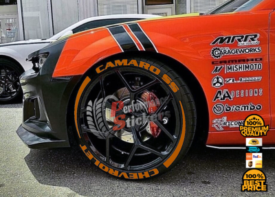 CHEVROLET CAMARO SS + STRIPES orange, a Set for 4 tires (776)