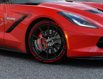 Corvette Stingray ZR1 + Stripes + Logo Full Red, Set for 4 Tires (1136)