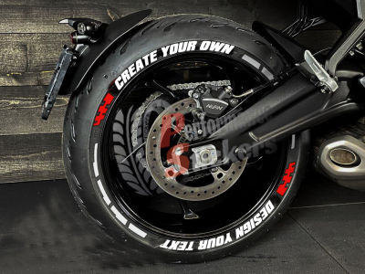 Create your own Customized Lettering for Motorcycle Set For 2 Tires Both Sides Left And Right (1525)