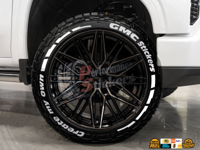 Create your own Customized Lettering for GMC top and bottom for 4 Tires (1512)