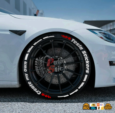 Create your own Customized Lettering for Tesla top and bottom for 4 Tires (1514)