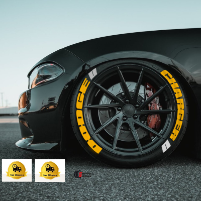 Dodge Charger Dark Yellow + Logo White, Set for 4 Tires (1169)