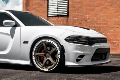 Dodge Charger + Stripes + Logo Full White, Set for 4 Tires (1208)