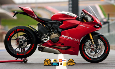 Ducati Corse + Flag Full Red, Set For 2 Tires Both Sides Left And Right (1707)