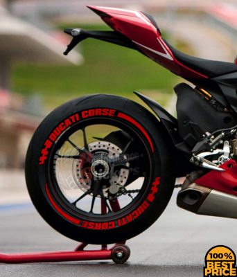 Ducati Corse + Stripes + Flag Full Red, Set For 2 Tires Both Sides Left And Right (1710)