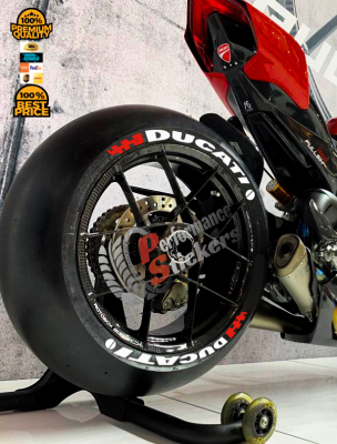 Ducati + Logo + Flag Red, Set For 2 Tires Both Sides Left And Right (1700)