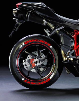 Ducati Red + Logo + Flag White , Set For 2 Tires Both Sides Left And Right (1712)