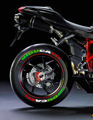 Ducati White Red Green + Logo, Set For 2 Tires Both Sides Left And Right (1715)