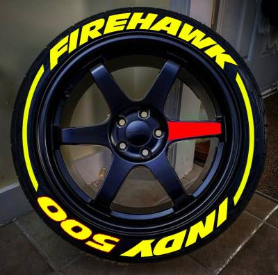 FIREHAWK INDY 500 + STRIPES YELLOW , a Set for 4 tires (172)