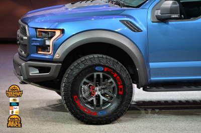 Ford F-150 Red + Logo Blue, Set for 4 Tires (1251)