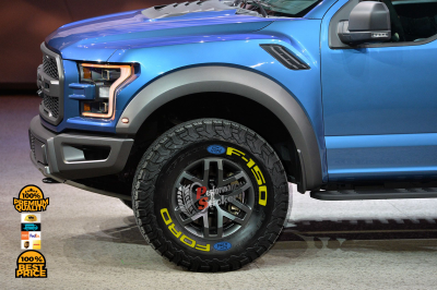 Ford F-150 Yellow + Logo Blue, Set for 4 Tires (1252)