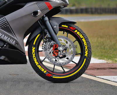 Hankook + Stripes Yellow + Logo Red, Set For 2 Tires Both Sides Left And Right (1559)