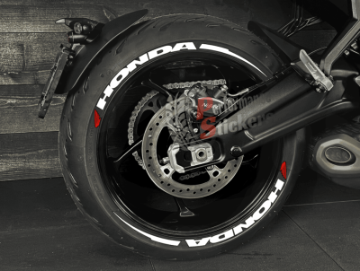 Honda + Stripes + Logo Red, Set For 2 Tires Both Sides Left And Right (1878)