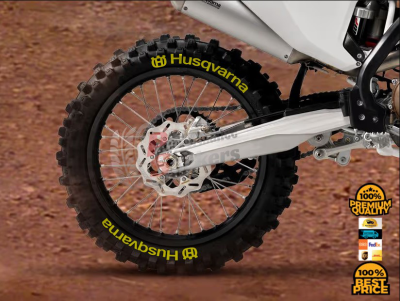 Husqvarna + Logo Yellow, Set For 2 Tires Both Sides Left And Right (1724)