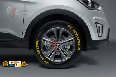 Hyundai + Logo Full White, Set for 4 Tires (1339)