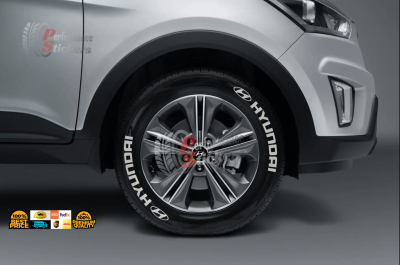 Hyundai + Logo Full White, Set for 4 Tires (1337)