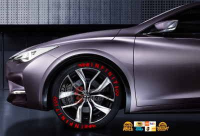 Infiniti + Flag + Logo Full Red, Set for 4 Tires (1355)