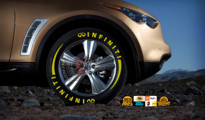 Infiniti + Stripes + Logo Full Yellow, Set for 4 Tires (1358)