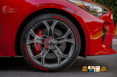 Kia Stinger + Flag Full Red, Set for 4 Tires (1341)