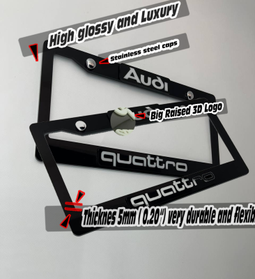 License Plate Frame for All AUDI QUATTRO 2 PCS Front & Rear(1809)