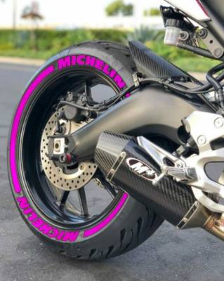 MICHELIN + pink STRIPES Set For 2 Tires Both Sides Left And Right (287)