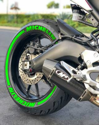 MICHELIN + STRIPES green Set For 2 Tires Both Sides Left And Right (288)