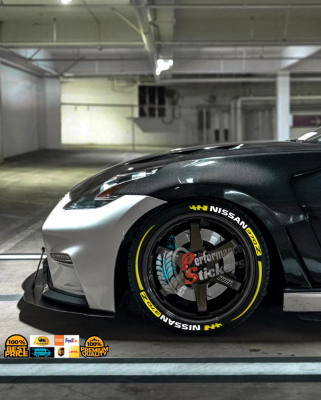 NISSAN370Z yellow + STRIPES , a Set for 4 tires (693)