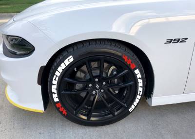 RACING WHITE + FLAG RED , a Set for 4 tires (128)