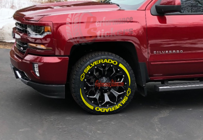 SILVERADO + LOGO + STRIPES yellow, a Set for 4 tires (764)