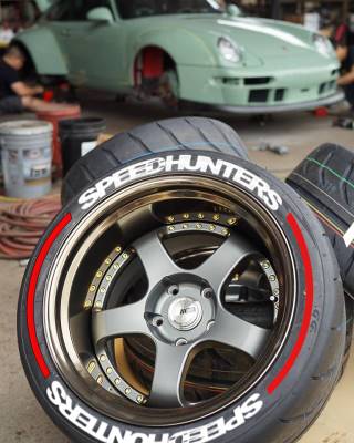 SPEEDHUNTERS WHITE + STRIPES RED ,a Set for 4 tires (227)