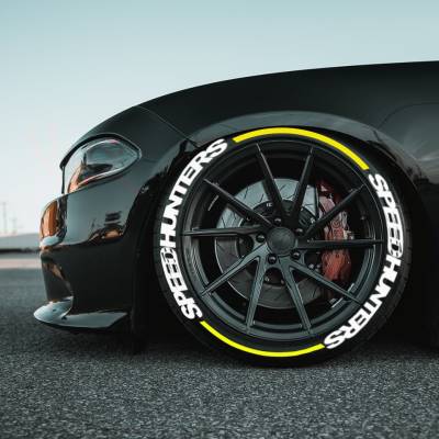 SPEEDHUNTERS WHITE + STRIPES YELLOW , a Set for 4 tires (223)