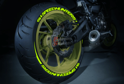 Speedhunters + Stripes + Logo Neon Yellow, Set For 2 Tires Both Sides Left And Right (2066)