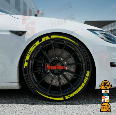 TESLA PERFORMANCE + STRIPES yellow, a Set for 4 tires (746)